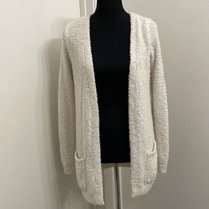 Super soft fuzzy white cardigan sweater